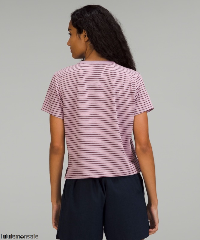Lululemon Damen DELULU326 | Rose Red Merlot Klassisches T-shirt Aus Baumwollmischung